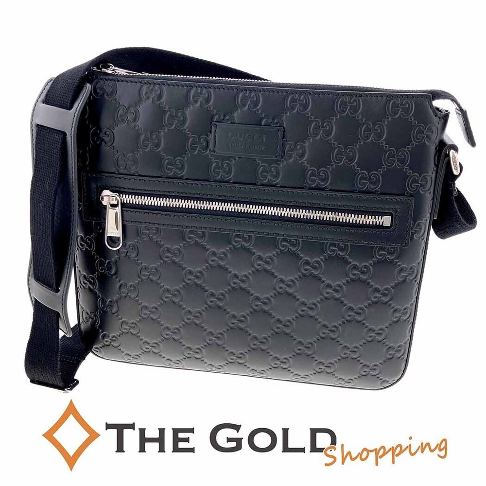 Gucci Messenger Crossbody Bag Guccissima Leather Black